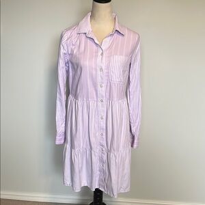 Loft Lavender Striped Button-Down Dress sz XS